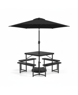 HDPE Outdoor Picnic Table Set with Umbrella and Base