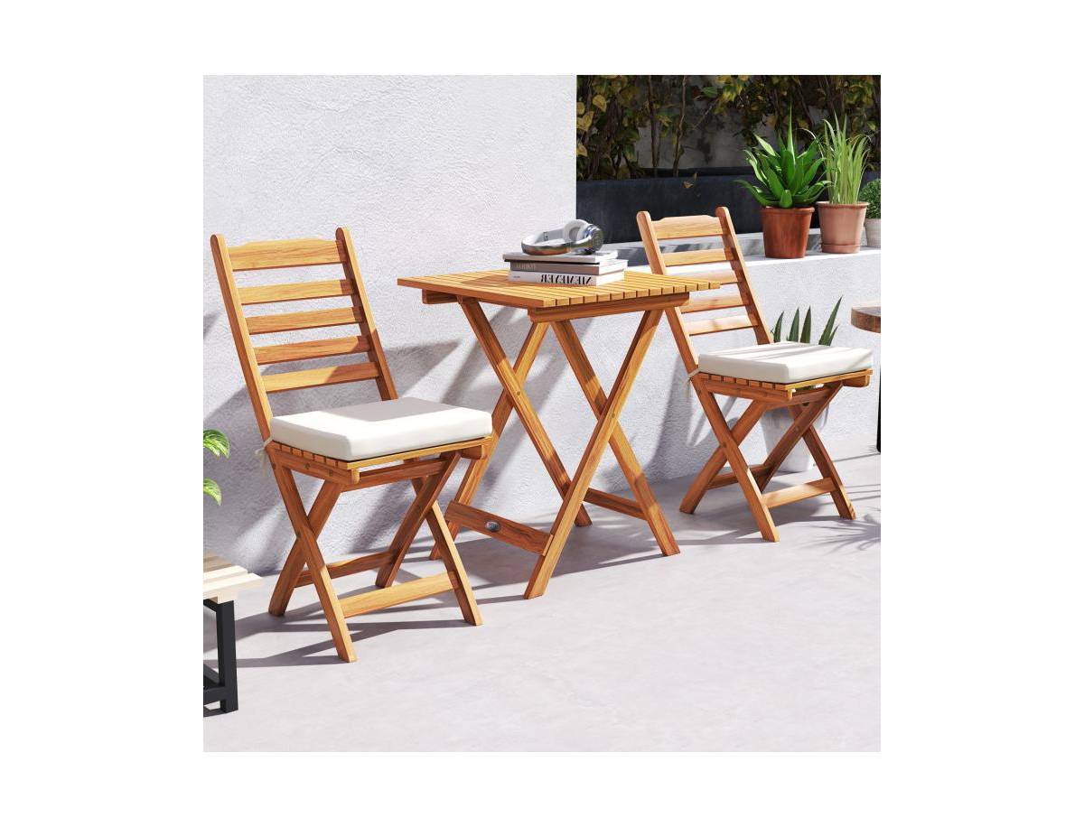 Boyel Living Folding Chair Table Set with Soft Seat Cushions and Table