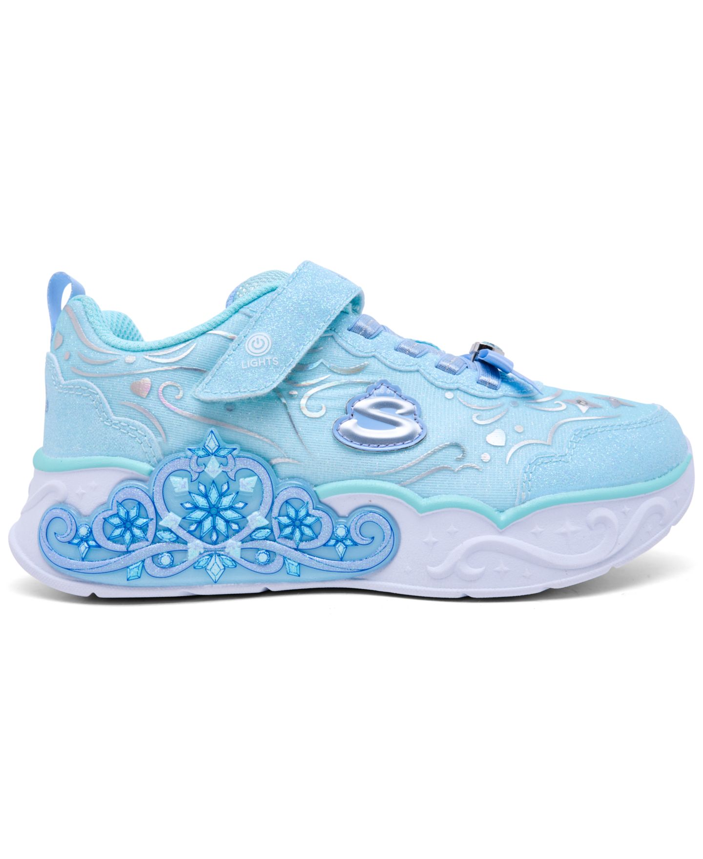 Кроссовки Skechers S Lights: Princess Steps Fastening Strap Light-Up Lifestyle Sneakers from Finish Line для девочек, цвет: Светлый синий — фото 2
