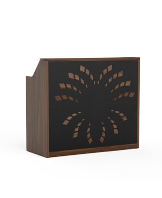 Streamdale 46.5" Modern Reception Desk with Storage Cabinet and Checkout Counter, Walnut