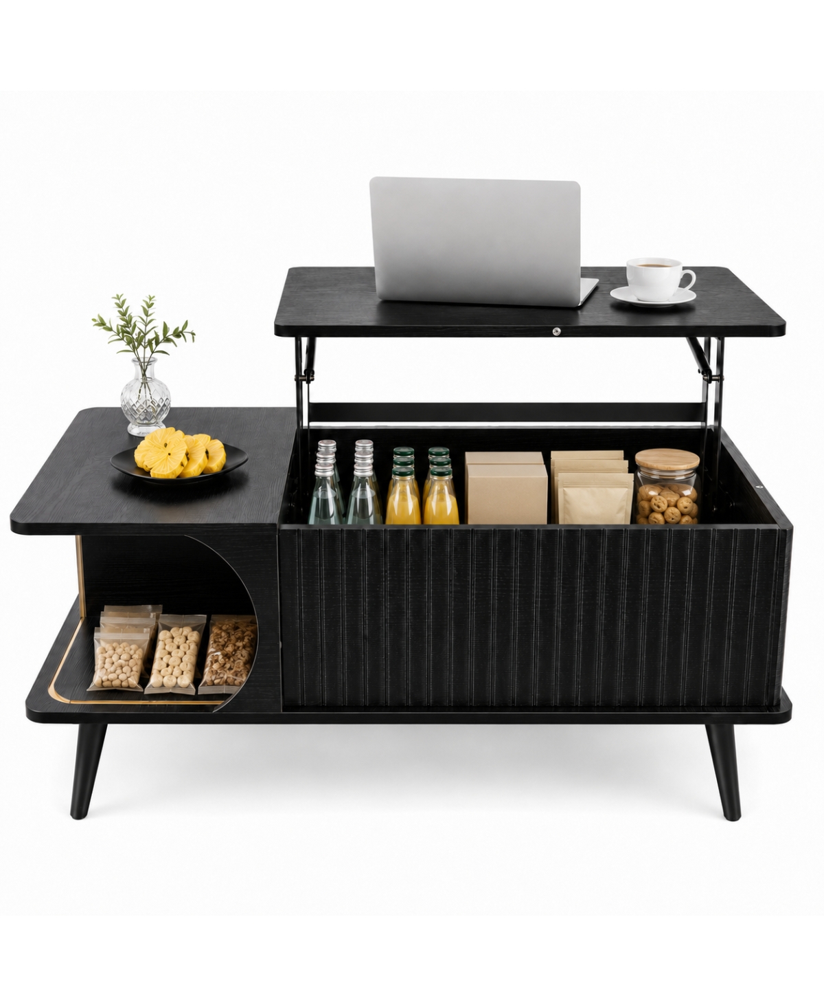 Streamdale Furniture Wood Lift Top Coffee Table with Hidden Compartment and Storage Shelf