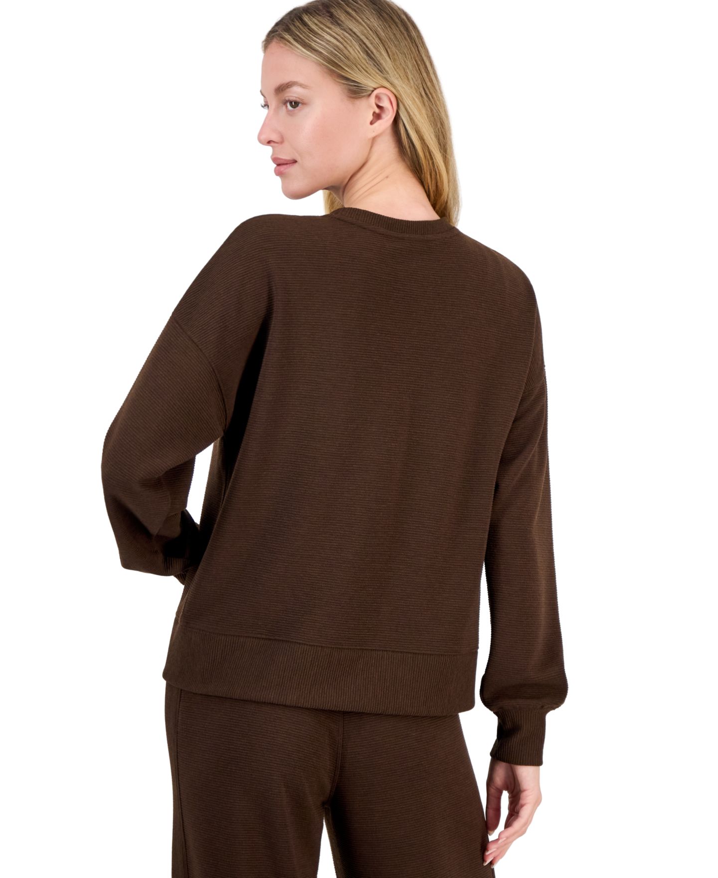 Женский свитшот ID Ideology Ribbed Knit Crewneck, цвет: Кофейный — фото 2