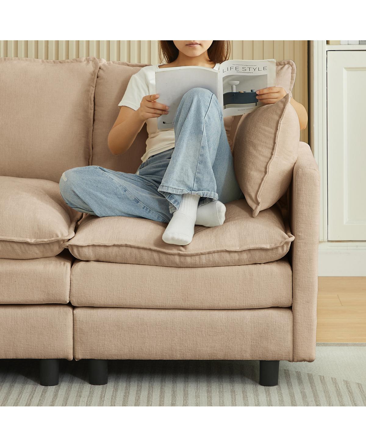Streamdale Furniture Modular 4-Seater U-Shaped Chenille Sectional Sofa with Ottoman, Coffee