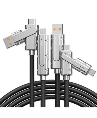 120W 4-in-1 SuperCharge Charging Cable, Compatible with USB-A, Lightning, and Type-C