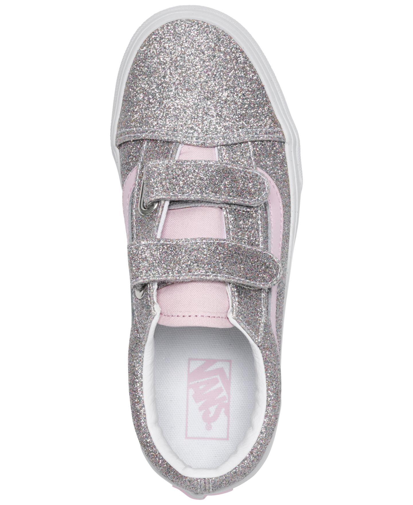 Детские кроссовки Vans Little Boys' and Girls' Old Skool V Low-Top Retro Classic, цвет: Glitter Silve,Pale — фото 5