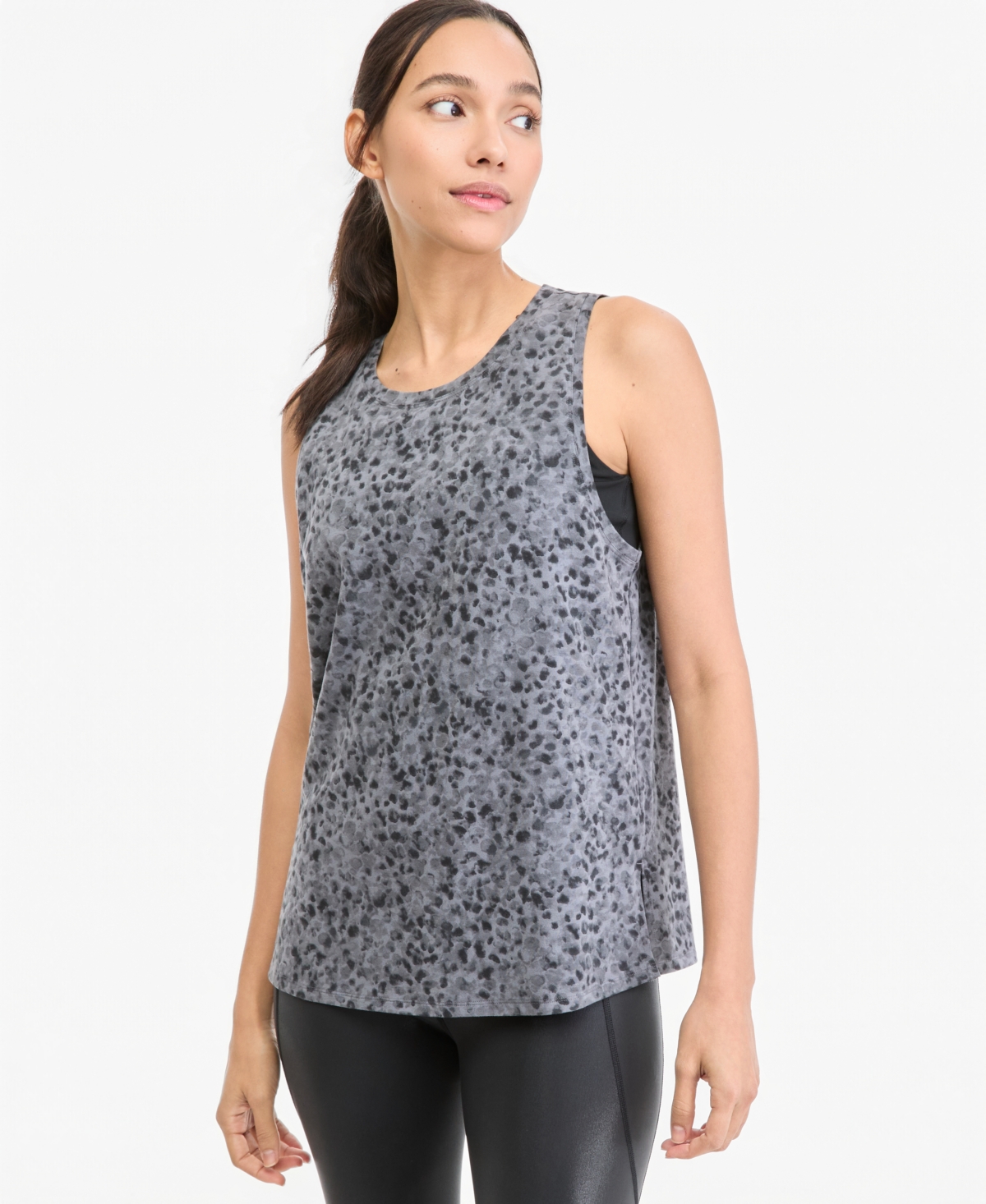 Id Ideology Women's Soft Paw Scoop-Neck Animal-Print Longline Tank Top, Macy's Exclusive