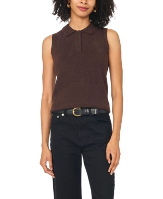 Women's Sleeveless Polo Fitted Sweater