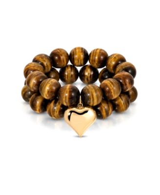 Luck and Love Tiger's Eye Heart Bracelet Set