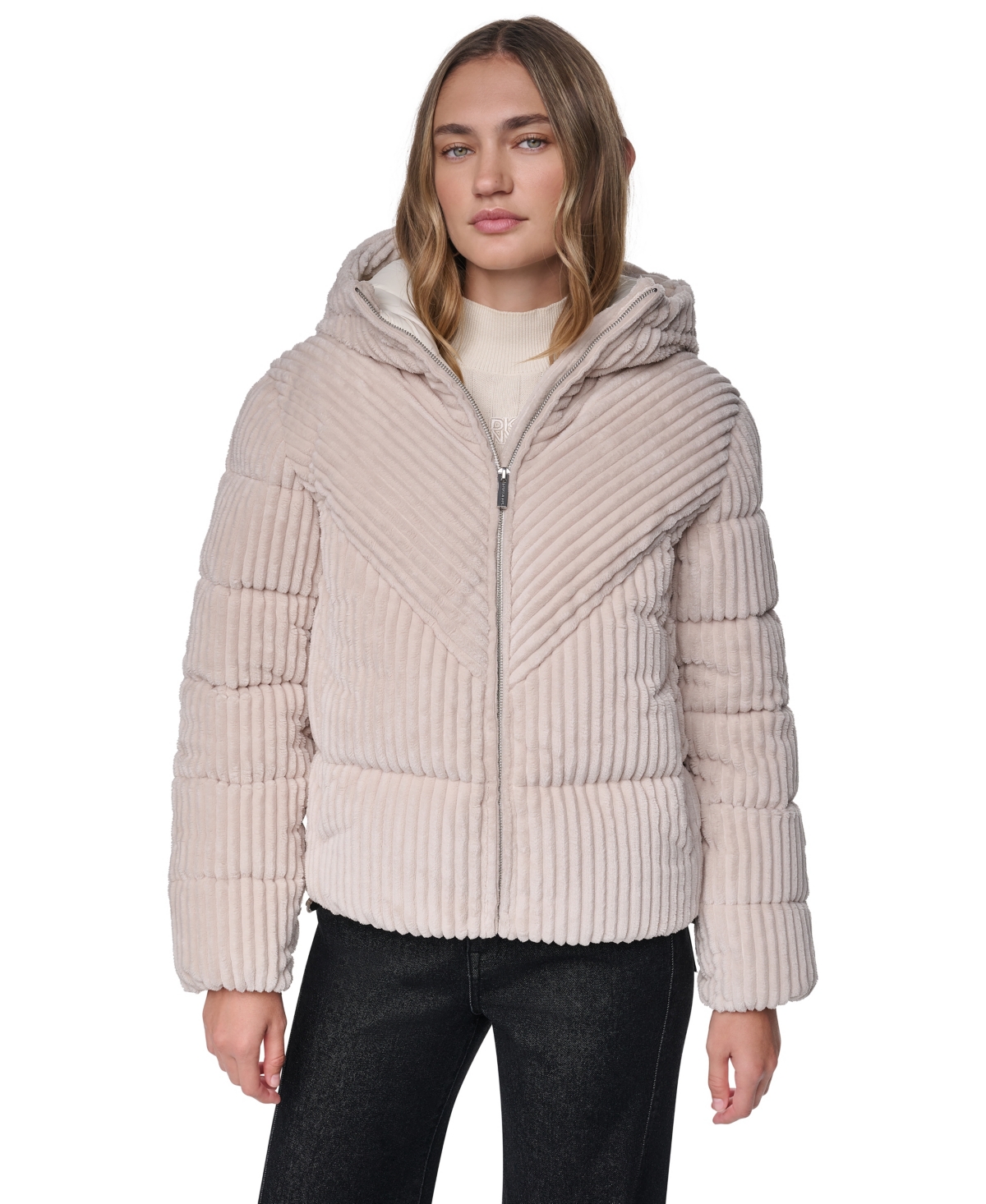 Dkny Jeans Men's Hooded Corduroy Puffer Jacket