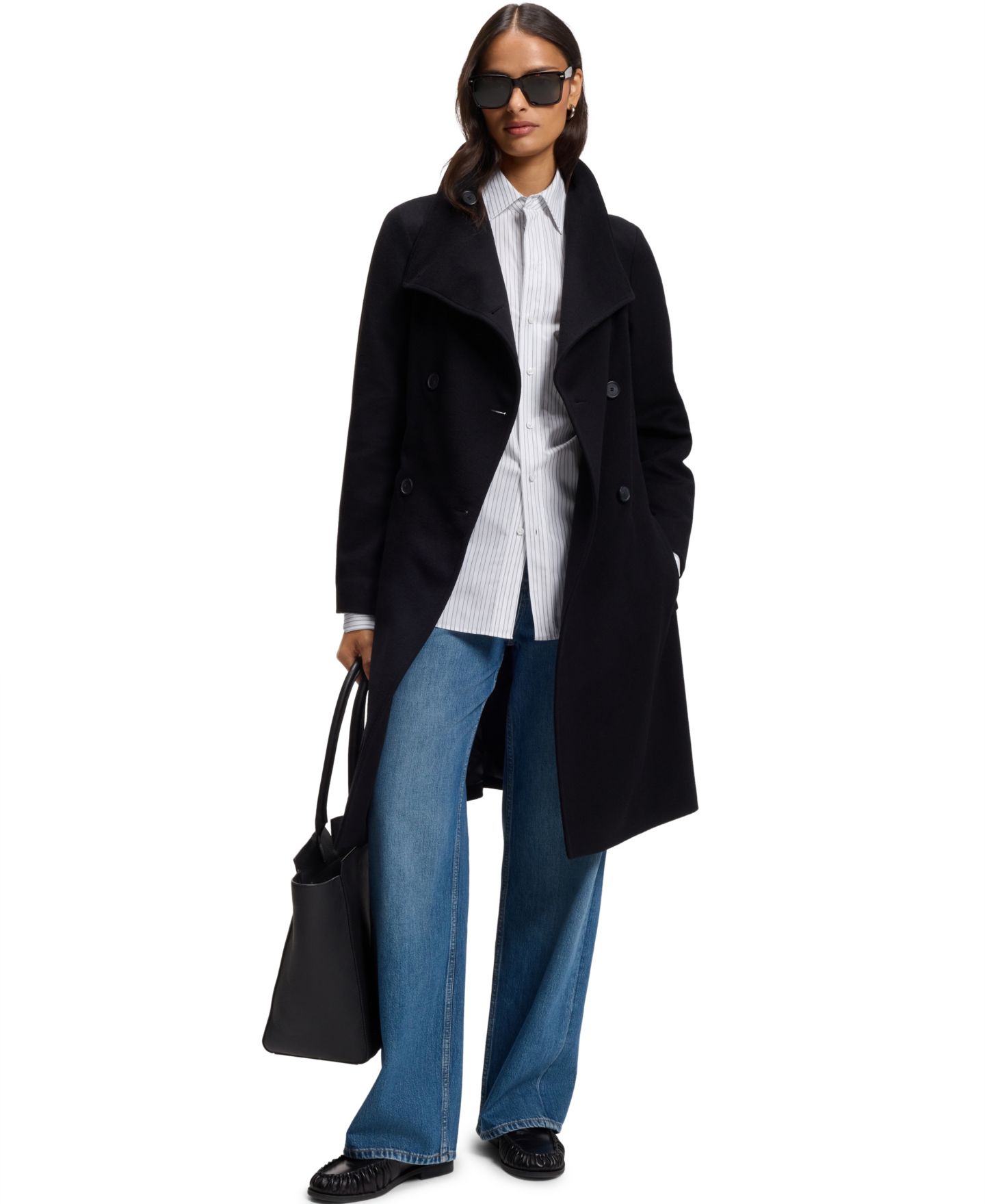 Женская блузка Hugo Boss BOSS by Relaxed-Fit Vertical-Stripe Poplin, цвет: Фиолетовый — фото 4