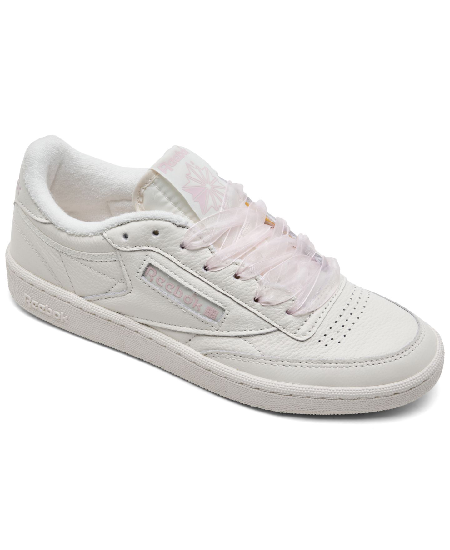 Женские кроссовки Reebok Club C 85 Vintage Suede, цвет: Белый / Розовый — фото 1