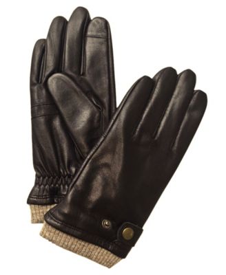 Men's Leather Cashmere-Lined Touchscreen Gloves