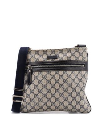 Medium Front Zip Flat Messenger Bag GG Coated Canvas