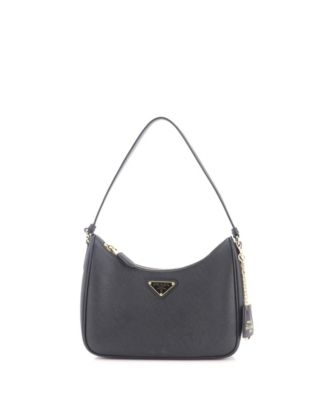 Mini Adjustable Handle Zip Hobo Saffiano Leather