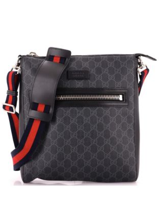 Medium Web Strap Front Zip Messenger Bag GG Coated Canvas