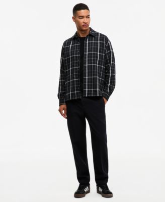 Men's Long-Sleeve Plaid Graphic Shirt