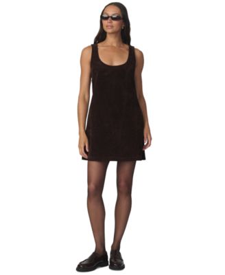 Women's Scoop Neck Faux-Suede Sleeveless Mini Dress