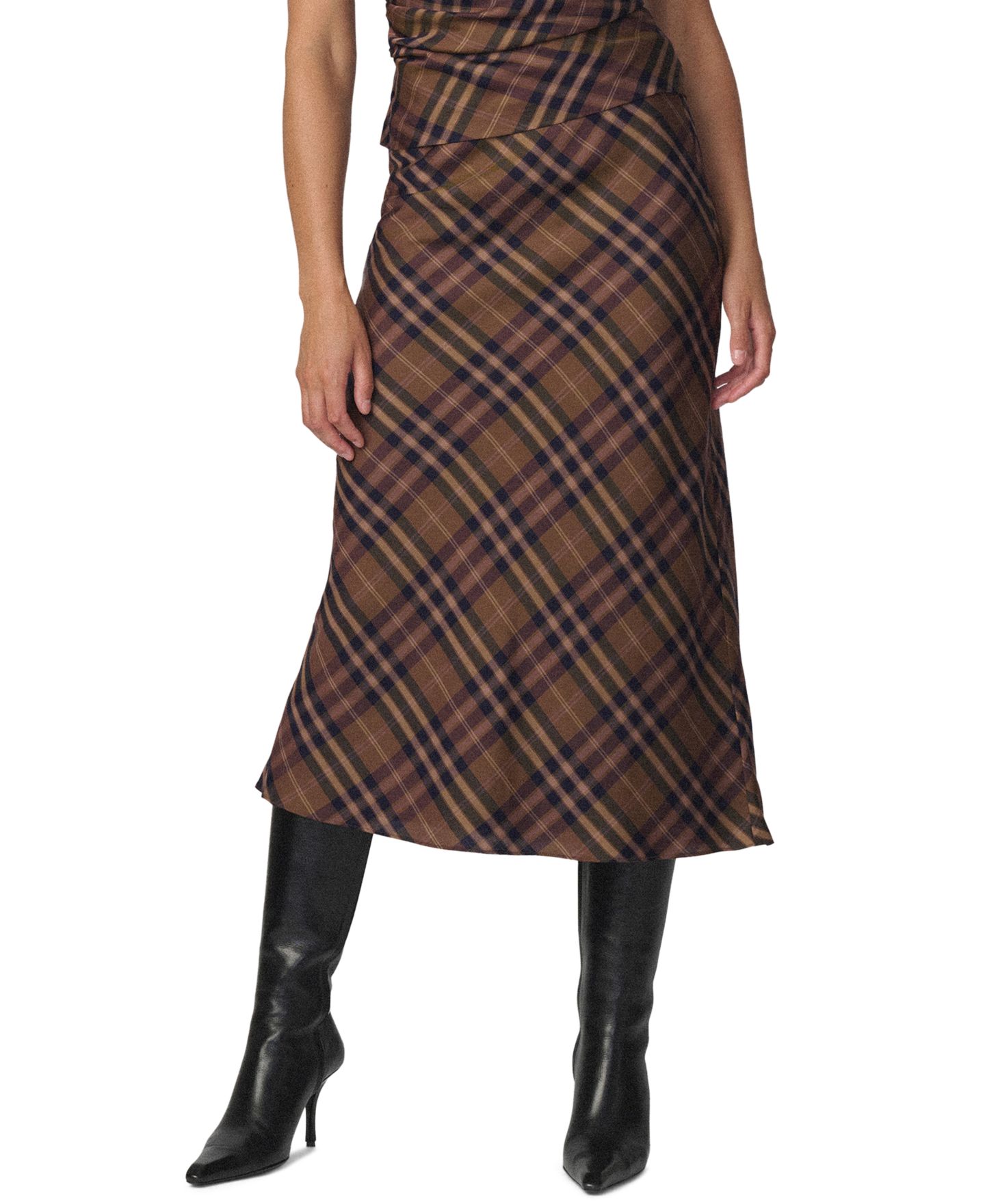 Женская юбка Joe's Jeans The Ines Plaid Midi, цвет: Верблюжий клетчатый — фото 3