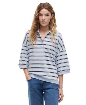 Women's Multi-Stripe Oversized Polo Shirt