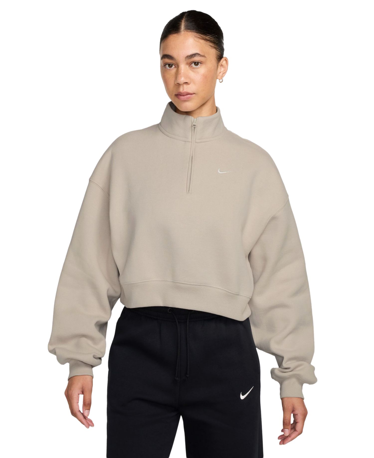 Women's Studio Fleece Oversized 1/4-Zip Cropped Top