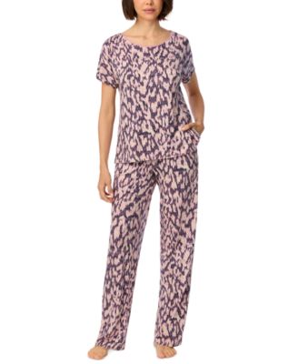 Women's Short-Sleeve Crewneck Pull-On Top and Pants Pajama Set