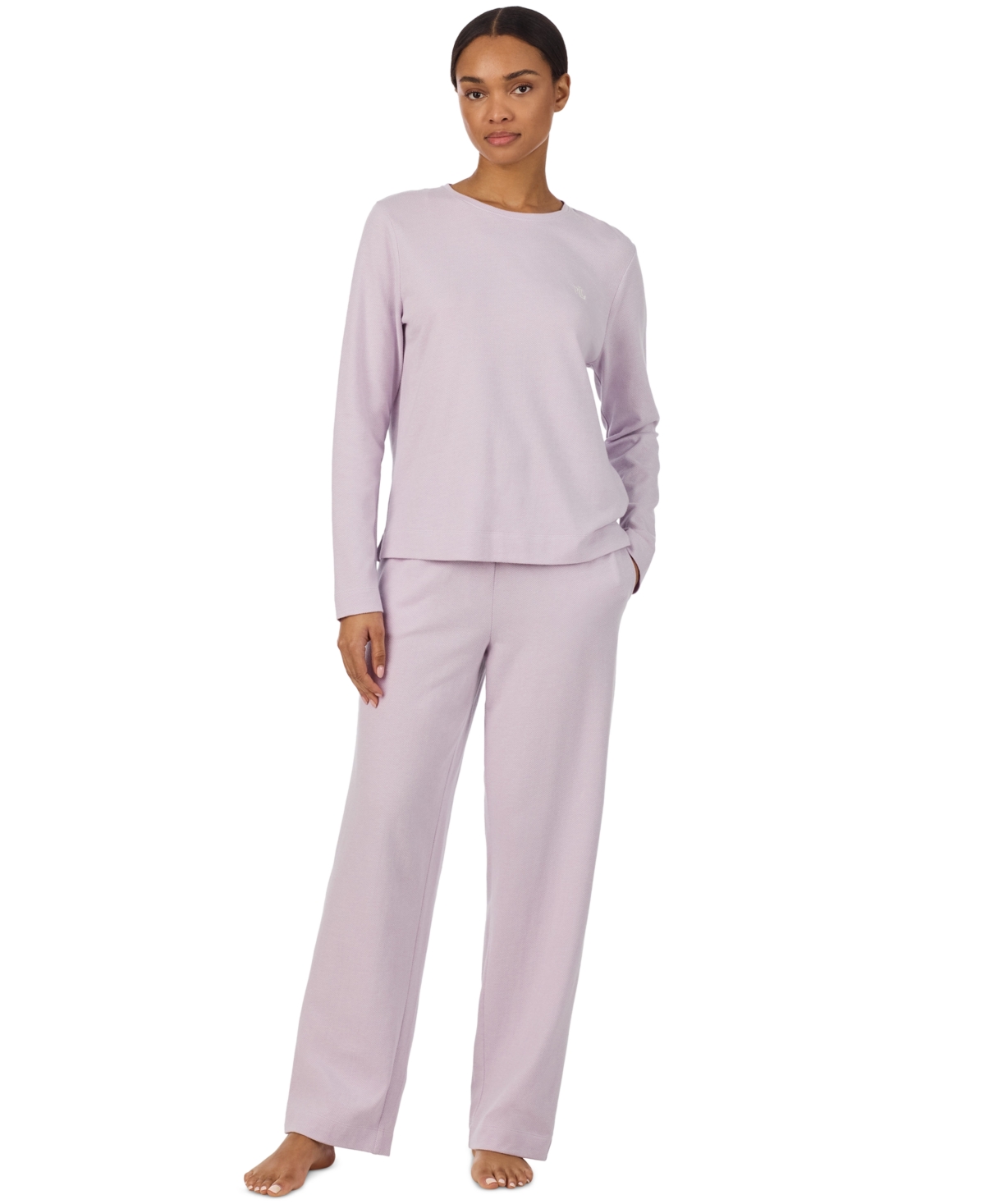 Lauren Ralph Lauren Women's Crewneck Pajama Set - Lavender Print