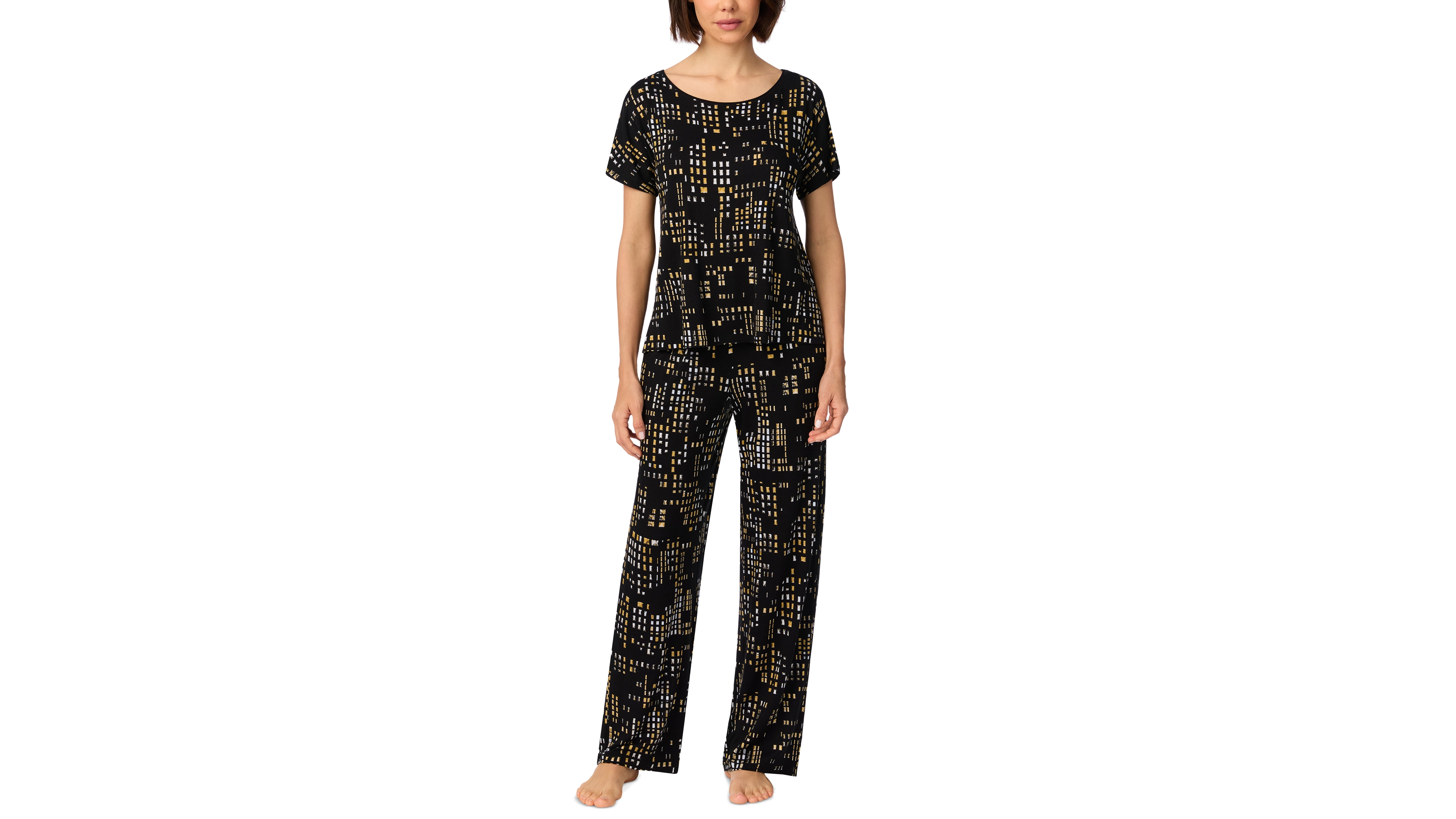 Dkny Women's Short-Sleeve Crewneck Pull-On Top and Pants Pajama Set