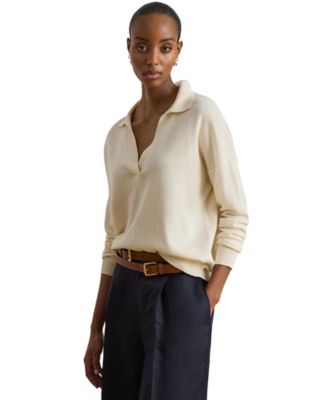Women's Polo V-Neck Long-Sleeve Sweater