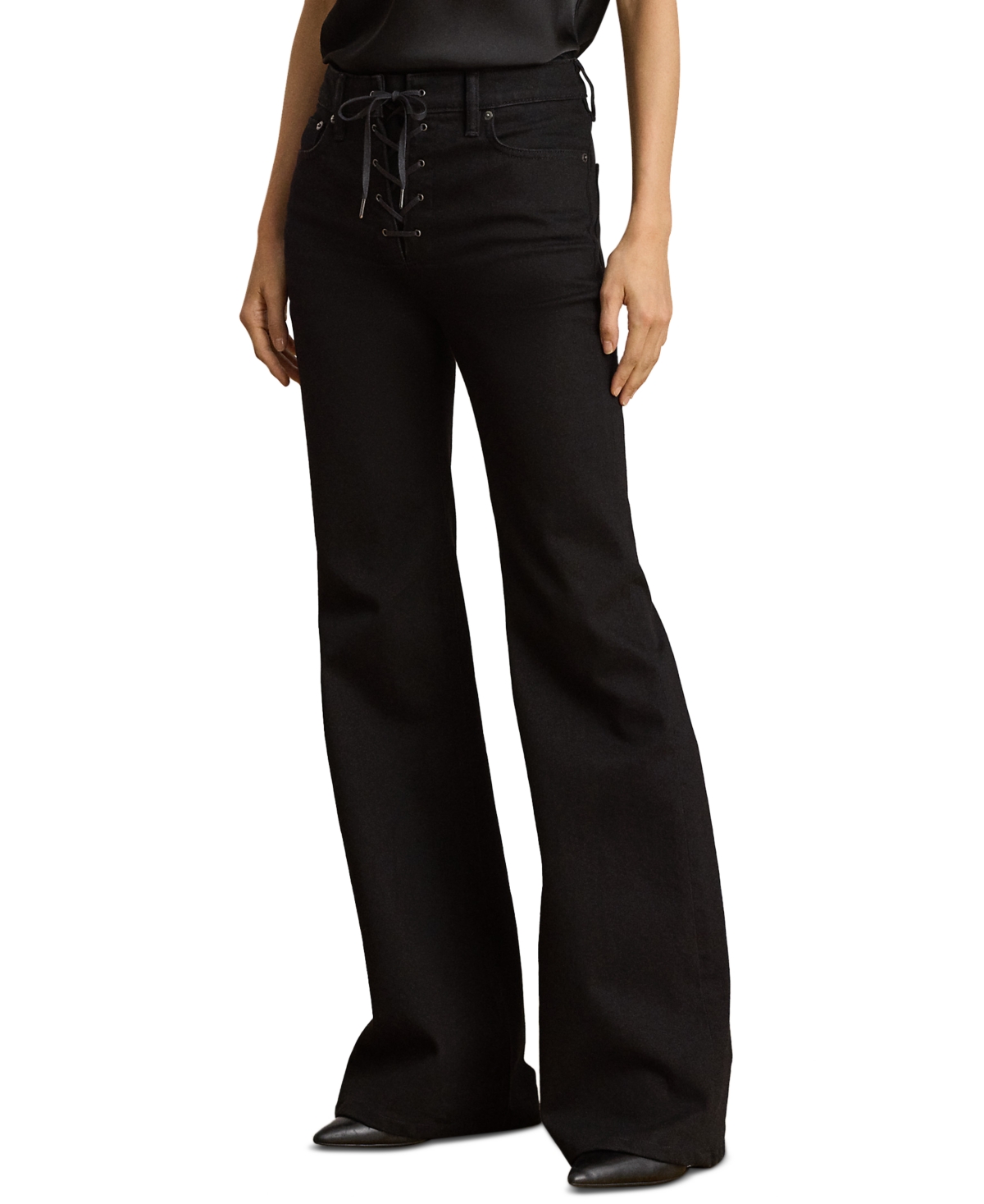 Lauren Ralph Petite Lace-Up High-Rise Flare Jeans