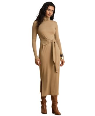 Women's Tie-Front Turtle Neck Dress