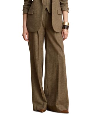 Women's High-Rise Pleated Wide-Leg Wool Pants
