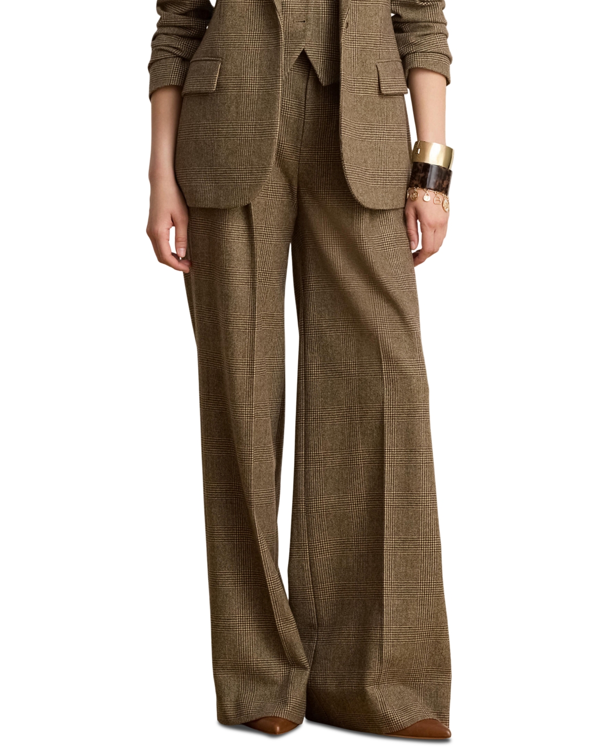 Lauren Ralph Women's High-Rise Pleated Wide-Leg Wool Pants