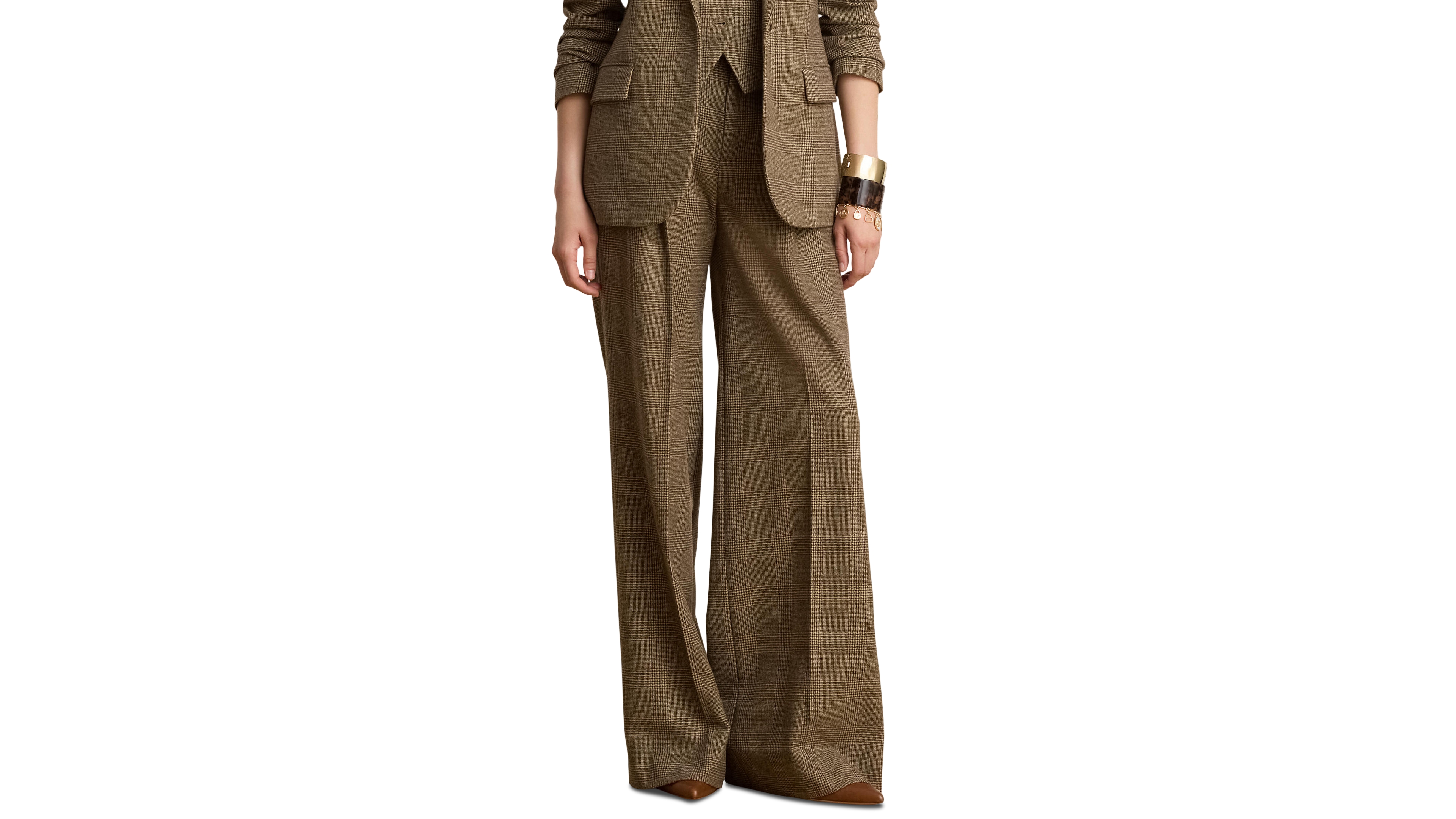Lauren Ralph Women's High-Rise Pleated Wide-Leg Wool Pants