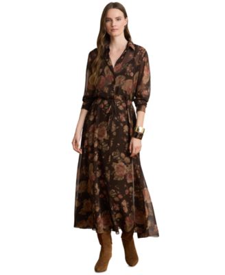 Women's Floral-Print Chiffon Shirtdress