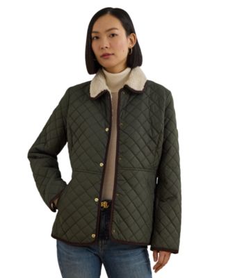 Women's Faux-Sherpa-Collar Quilted Coat, Created for Macy's