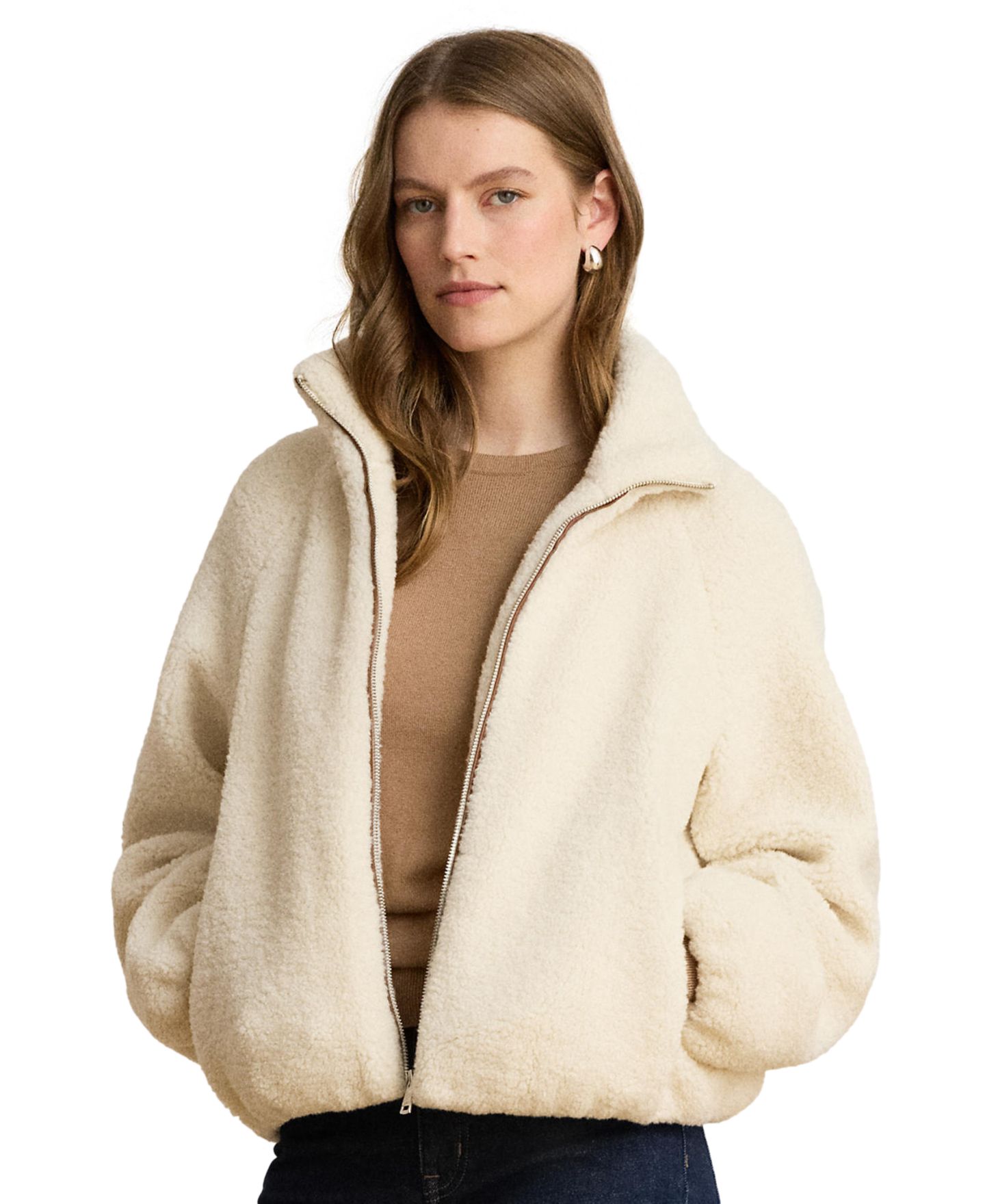 Женская куртка Lauren Ralph Lauren Sherpa Puffer, цвет: Кремовый — фото 1