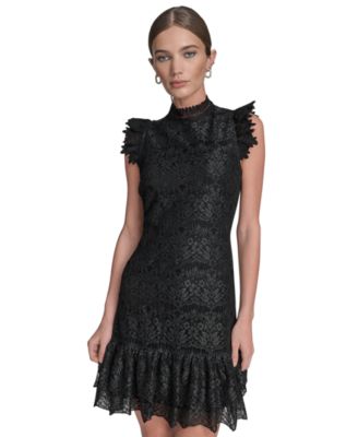 bcbg black ruffle dress Women's Floral Lace Hem Shift PART 2 of 2 Model Holly Size:12-18months Strapless tiered gown with
