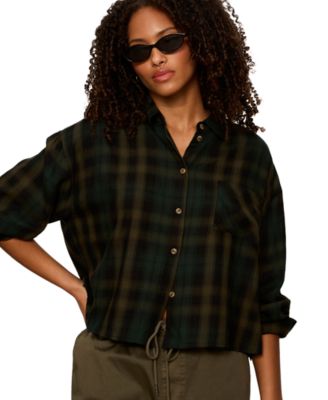 Women's The Autumn Cropped Flannel Button-Up Shirt
