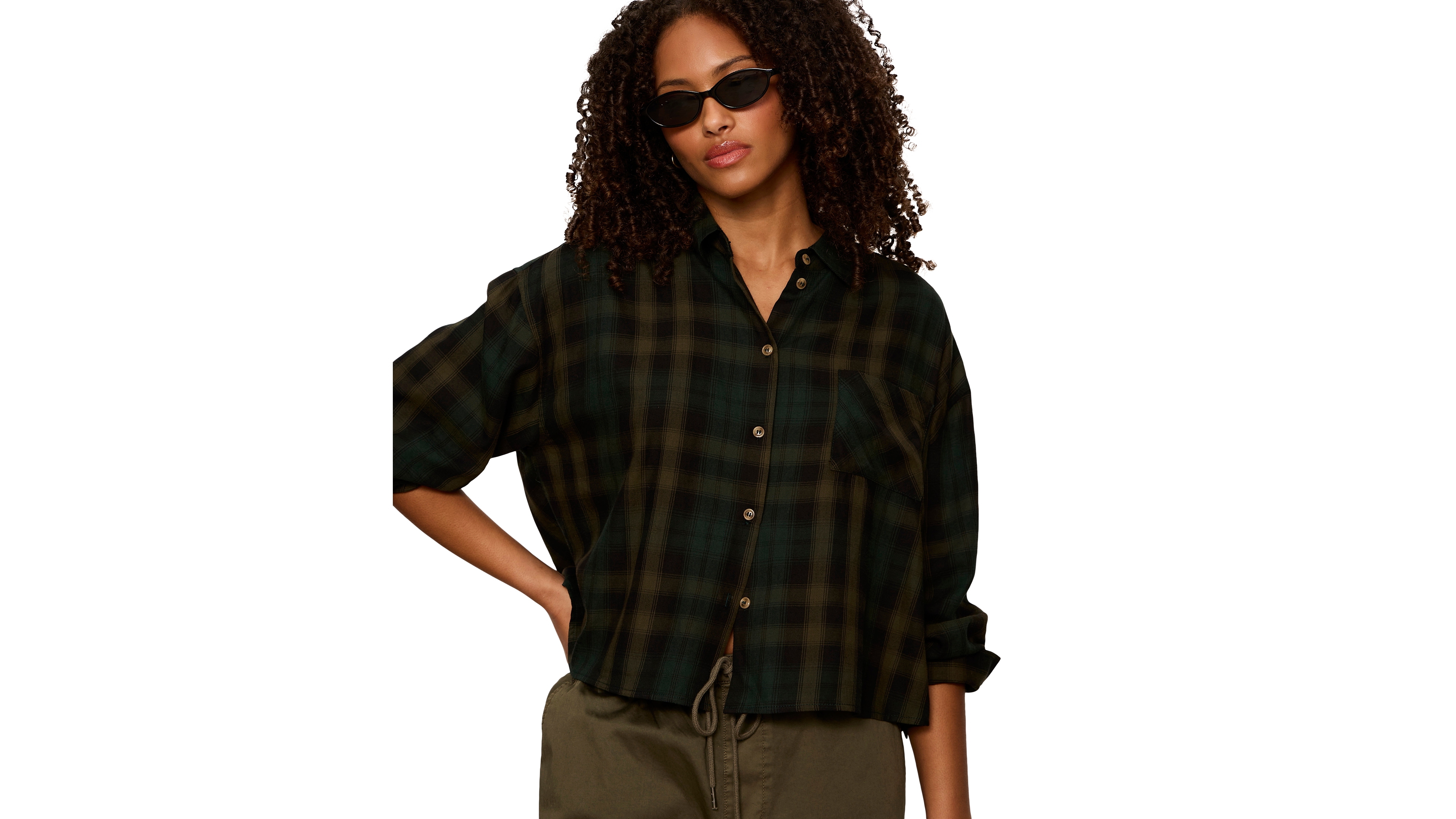 Sanctuary Women's The Autumn Cropped Flannel Button-Up Shirt