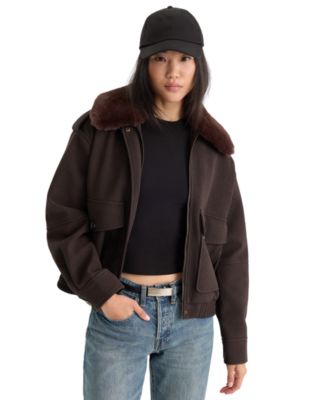 Women's Removable Faux Fur Collared Jacket