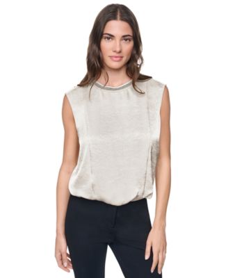 Women's Crinkle-Texture Chain-Neck Top