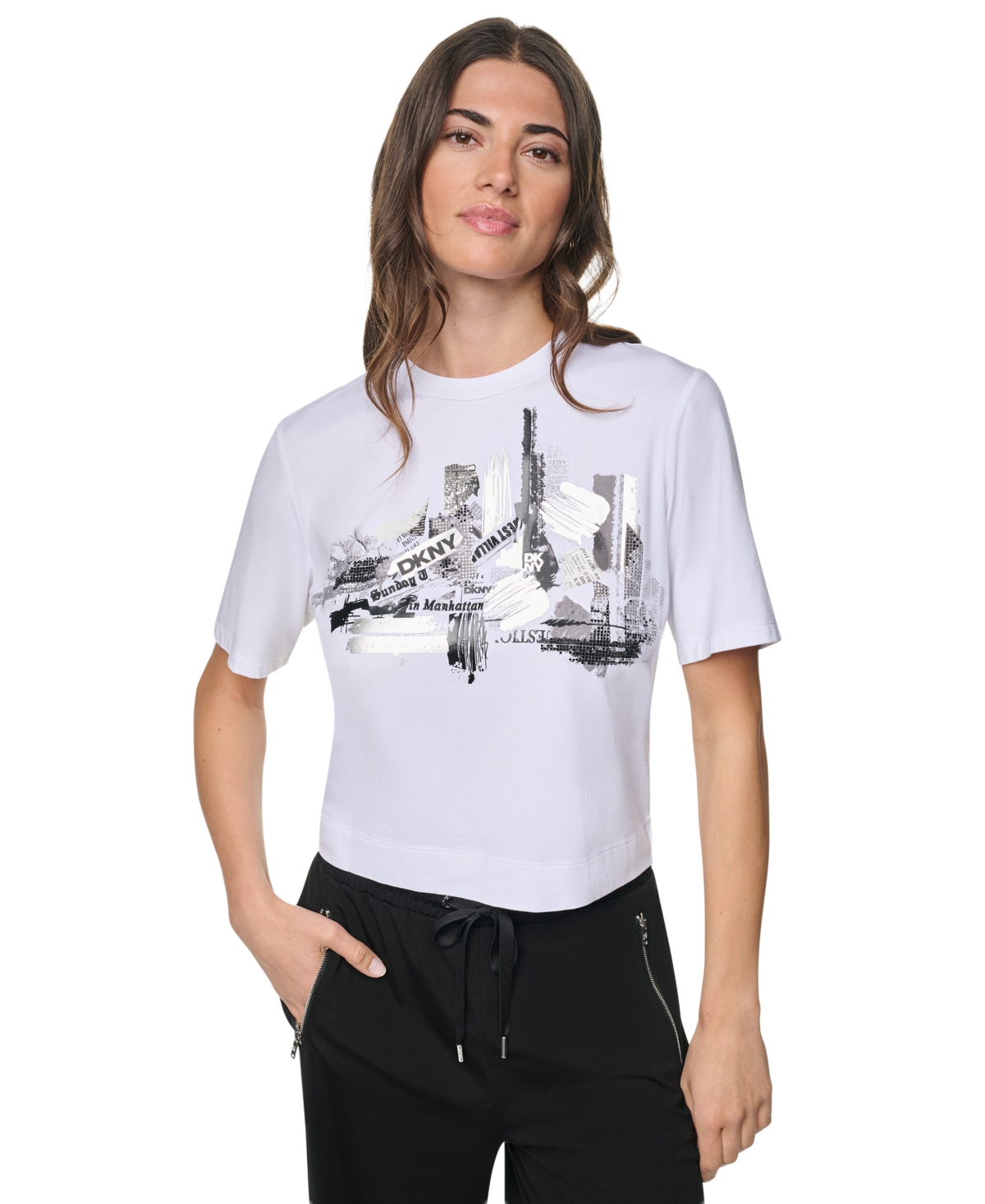 Dkny Women's Studded City Graphic Short-Sleeve T-Shirt