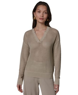 Women's Long-Sleeve Pointelle Sweater