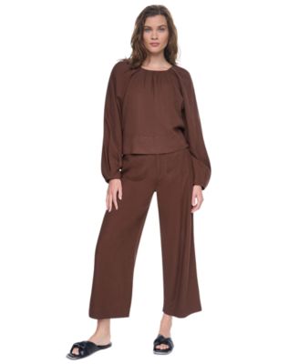 Women's Raglan Long-Sleeve Shirred Neckline Top