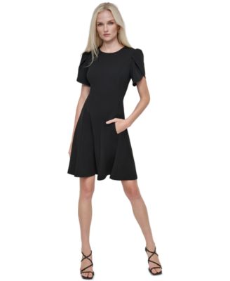 Women's Tulip-Sleeve Fit and Flare Dress