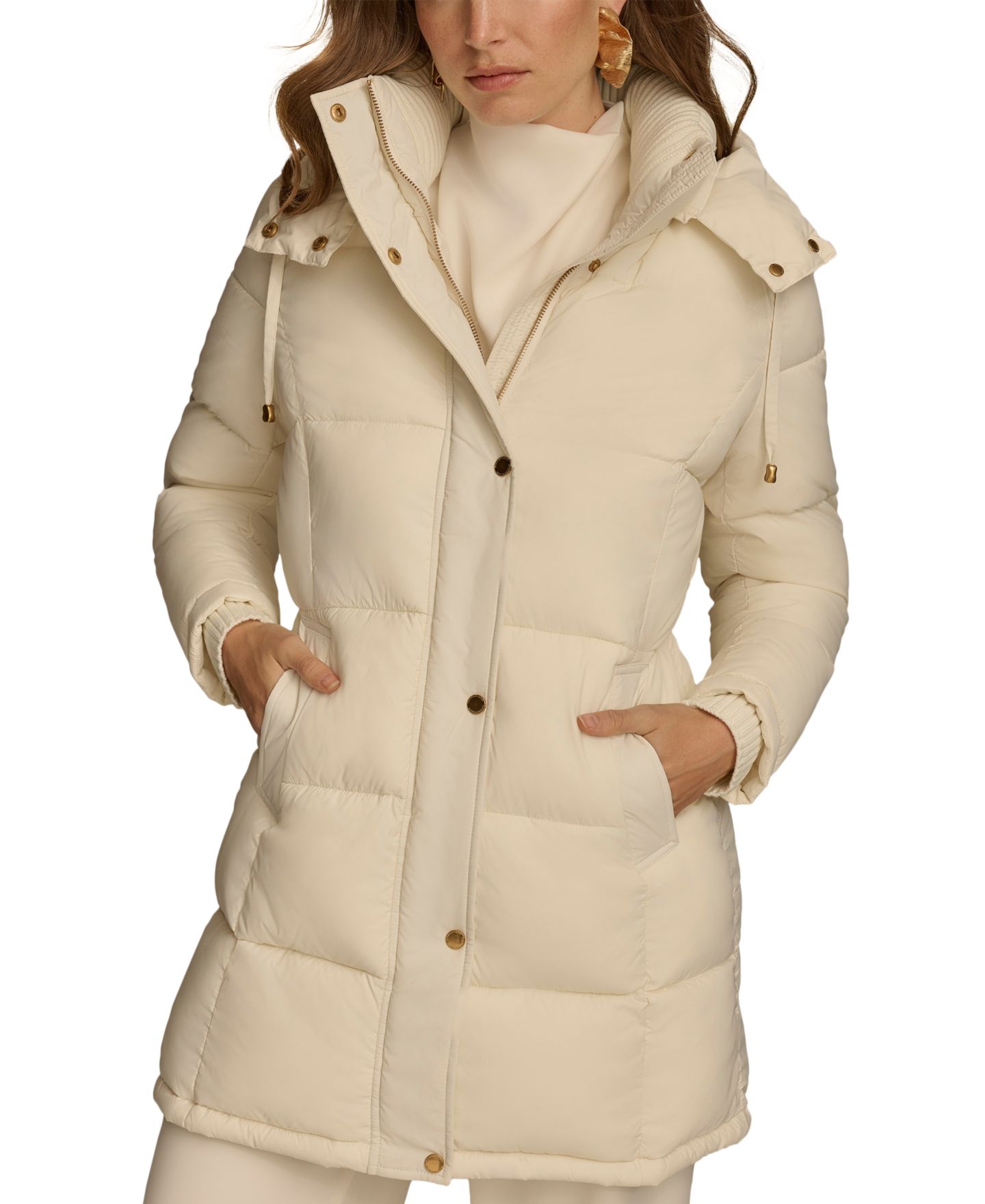 Женская куртка Donna Karan New York Hooded Puffer, цвет: Тёмный серо-коричневый — фото 10