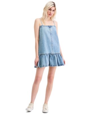 Women's Cotton Denim Ruffled-Hem Dress