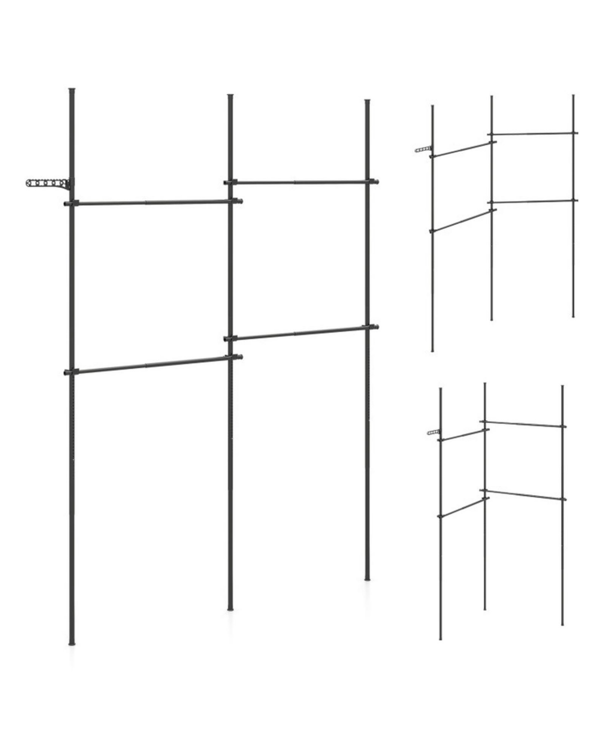 Sugift Adjustable Floor to Ceiling Clothes Rack with 4 Hanging Rods