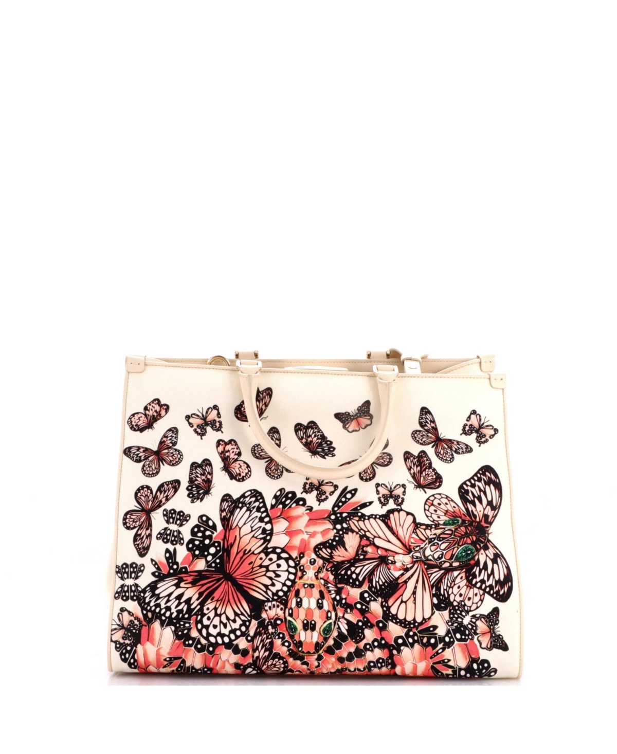 Pre-Owned Bvlgari Medium Convertible Shopping Tote Printed Canvas and Leather