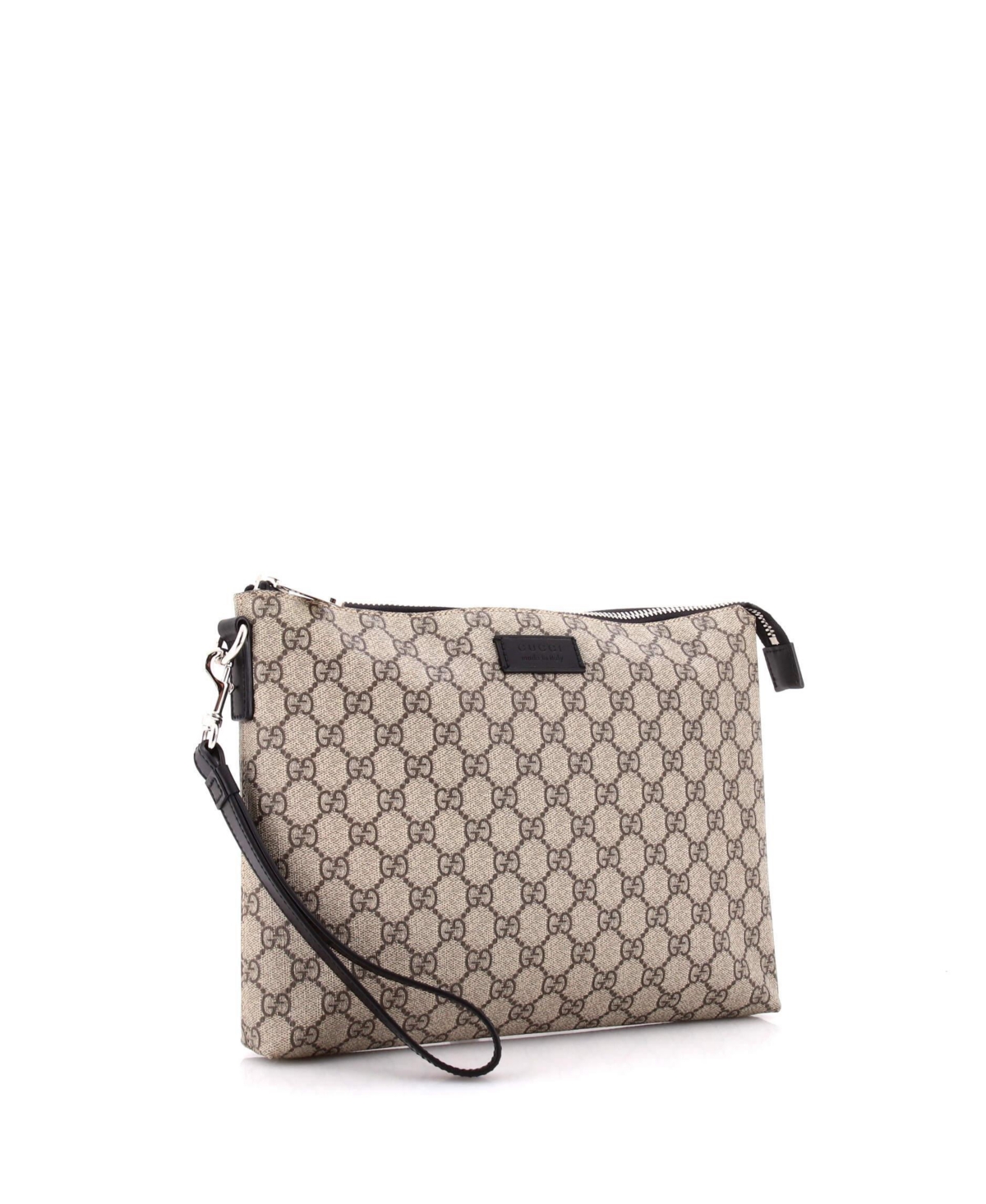 Pre-Owned Gucci Medium Wristlet Zip Pouch Gg Coated Canvas